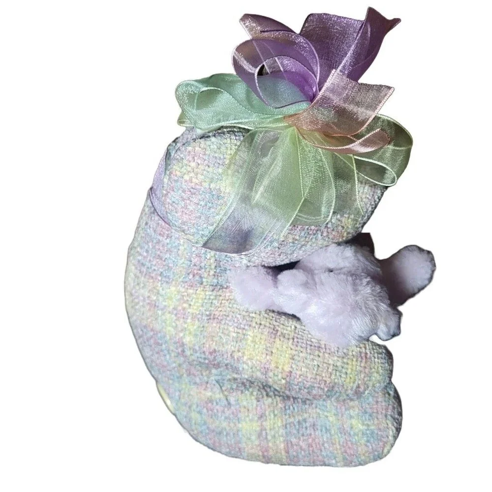 Dan Dee Laurell's Attic plaid tweed bear pastel blue purple with baby 8